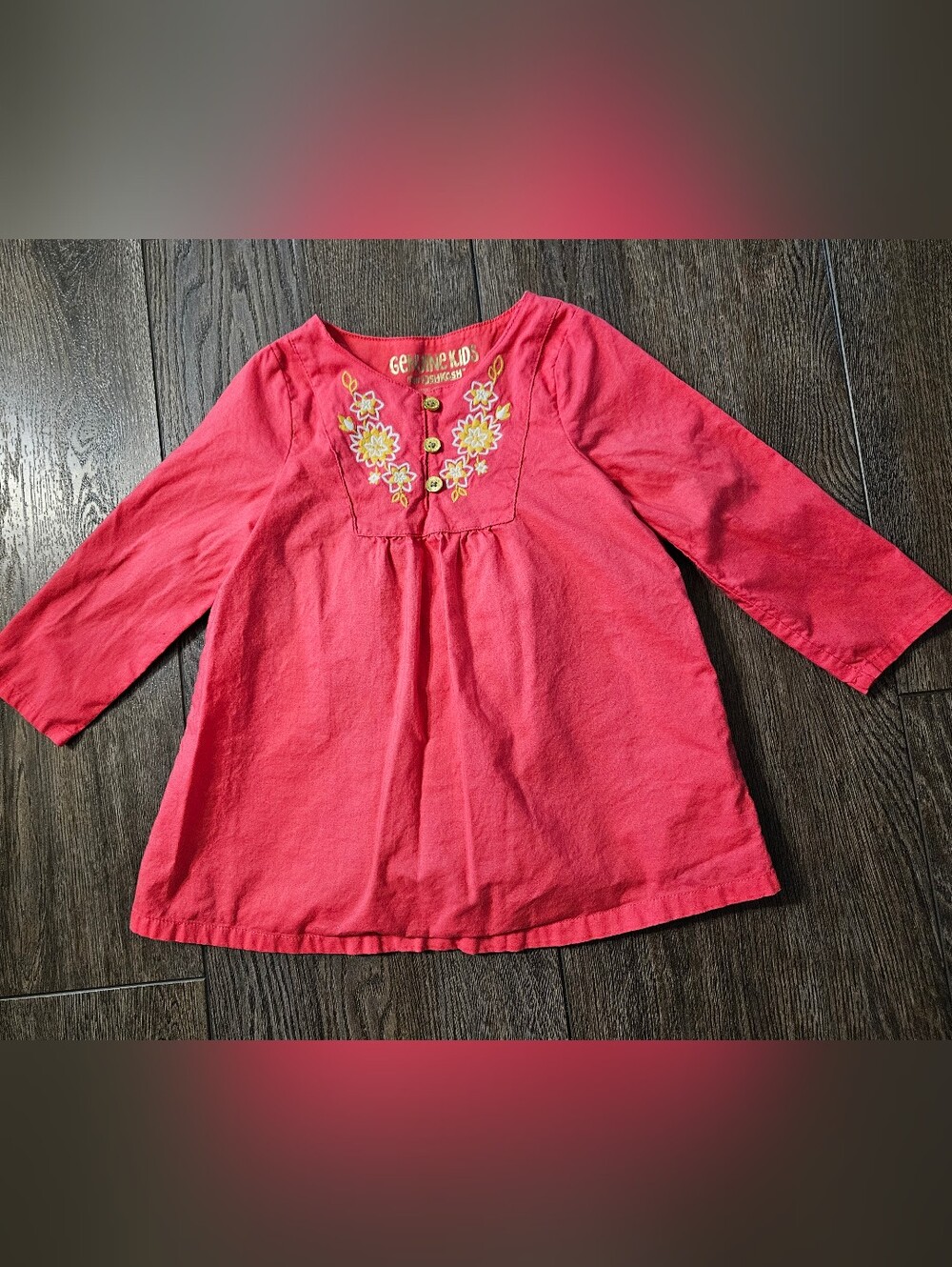 Genuine Kids OshKosh B'gosh Coral Pink Long-Sleeve Dress,  18 Months